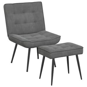 vidaXL Relaxing Chair with Stool Dark Grey Velvet