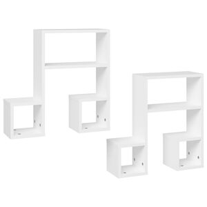 vidaXL Wall Shelf | Set of 2 | White | Engineered wood | 50x15x50 cm
