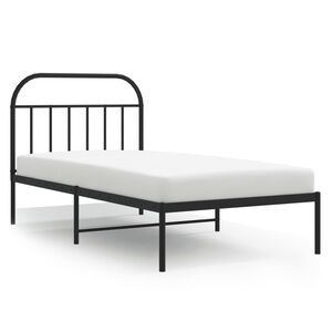vidaXL Metal Bed Frame without Mattress with Headboard Black 107x203cm