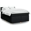 vidaXL Box Spring Bed with Mattress Black Queen Fabric