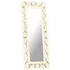 vidaXL Hand Carved Mirror White 110x50 cm Solid Mango Wood