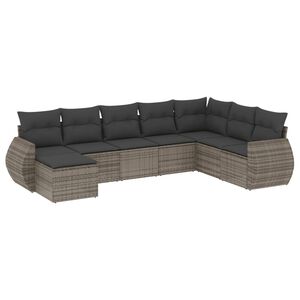 vidaXL 8 Piece Garden Sofa Set with Cushions Grey Poly Rattan