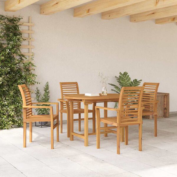 vidaXL Garden Dining Set 5 pcs Brown Solid Teak Wood