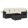 vidaXL 5 Piece Garden Sofa Set with Cushions Black Poly Rattan