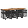 vidaXL 9 Piece Garden Dining Set with Cushions Black Poly Rattan