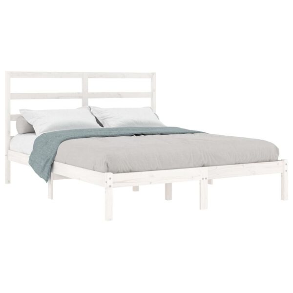 vidaXL Bed Frame without Mattress White 150x200 cm King Size Solid Wood
