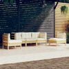 vidaXL 5 Piece Garden Lounge Set with Cream Cushions Solid Pinewood