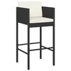 vidaXL Bar Stools 2 pcs with Cushions Black Poly Rattan