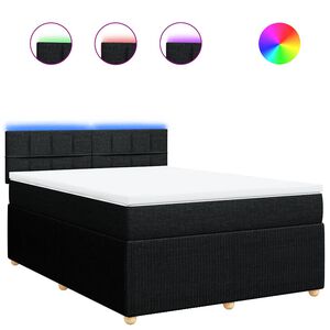 vidaXL Box Spring Bed with Mattress Dark Grey Queen Fabric