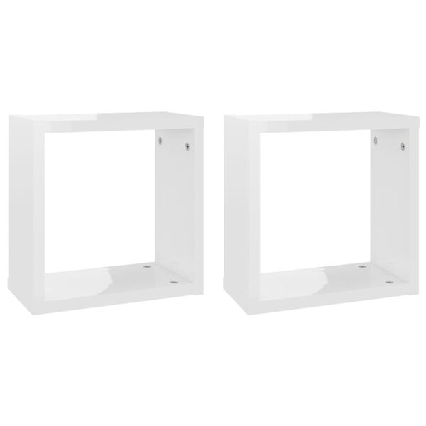 vidaXL Wall Cube Shelves 2 pcs High Gloss White 30x15x30 cm