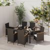 vidaXL 7 Piece Outdoor Dining Set with Cushions Poly Rattan Black