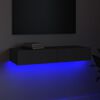 vidaXL TV Cabinet with LED Lights Grey 90x35x15.5 cm