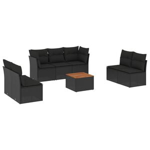 vidaXL 8 Piece Garden Sofa Set with Cushions Black Poly Rattan