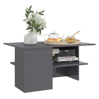 vidaXL Coffee Table High Gloss Grey 90x60x46.5 cm Engineered Wood