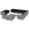vidaXL 12 Piece Garden Lounge Set with Cushions Poly Rattan Dark Grey
