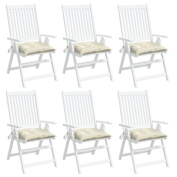vidaXL Chair Cushions 6 pcs Cream White 40x40x7 cm Oxford Fabric