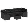 vidaXL Garden Sofa Set 8 pcs 7-Seater Black Poly Rattan