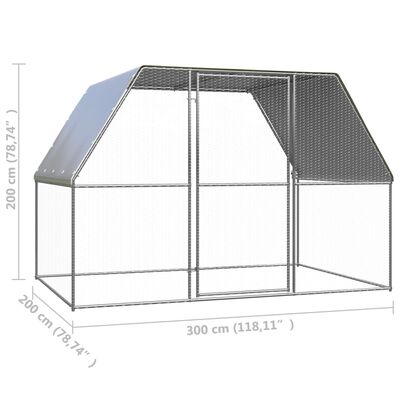 vidaXL Outdoor Chicken Cage 3x2x2 m Galvanised Steel