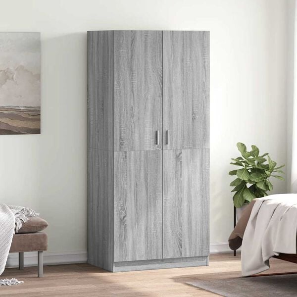 vidaXL Wardrobe Grey Sonoma 80x50x180 cm Engineered Wood