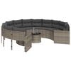 vidaXL Garden Sofa with Table and Cushions Round Grey Poly Rattan