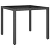vidaXL 3 Piece Garden Dining Set Poly Rattan and Tempered Glass Black