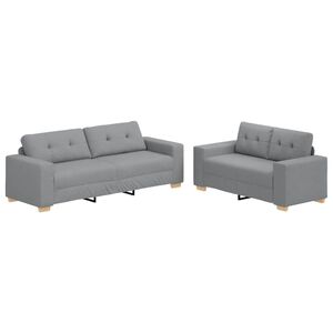vidaXL 2 Piece Sofa Set with Cushions Light Grey Fabric