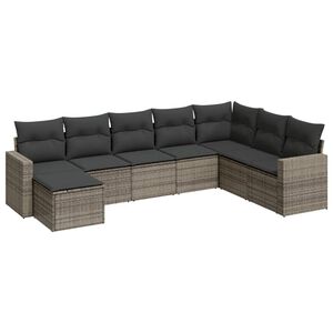 vidaXL 8 Piece Garden Sofa Set with Cushions Grey Poly Rattan