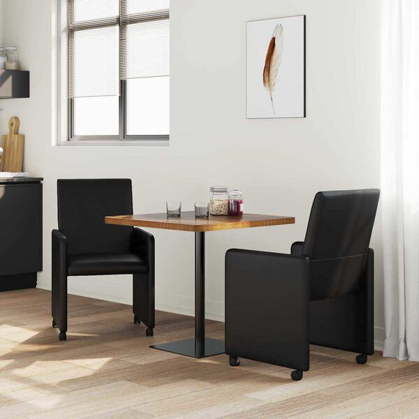vidaXL Dining Chairs with Wheels 2 pcs Black 57 x 66 x 94 cm