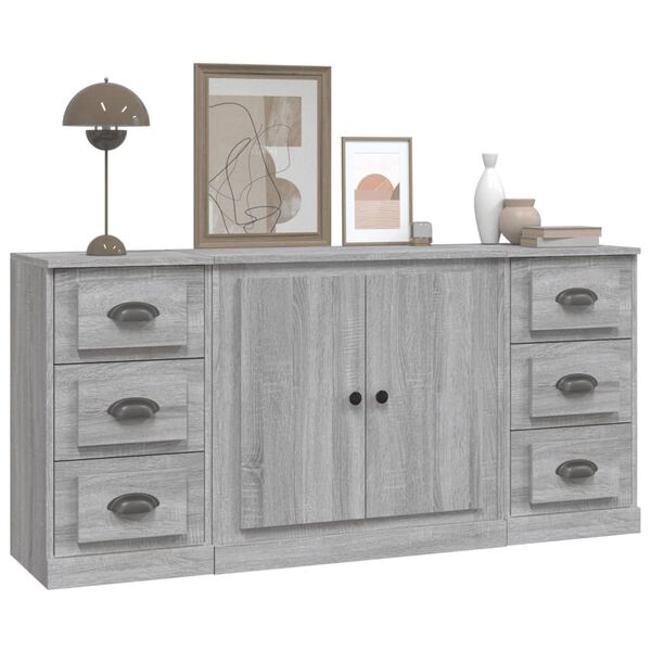 vidaXL Sideboards 3 pcs Grey Sonoma Engineered Wood