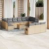 vidaXL 14 Piece Garden Sofa Set with Cushions Mix Beige Poly Rattan