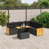vidaXL 7 Piece Garden Sofa Set with Cushions Black Poly Rattan