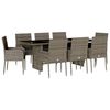 vidaXL 9 Piece Garden Dining Set with Cushions Grey Poly Rattan