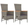 vidaXL 3 Piece Garden Dining Set with Cushions Grey Poly Rattan