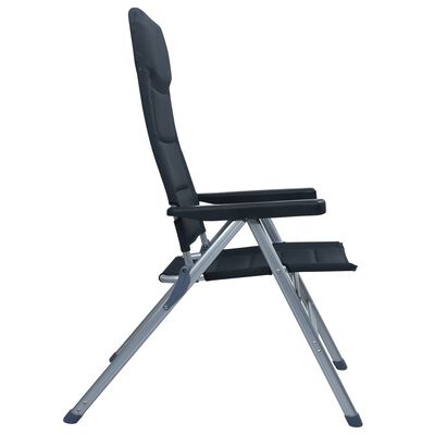vidaXL Reclining Garden Chairs 2 pcs Aluminium Black