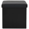 vidaXL Folding Storage Stool Black Faux Leather