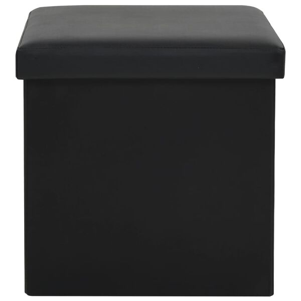 vidaXL Folding Storage Stool Black Faux Leather