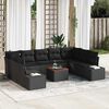 vidaXL Garden Sofa Set with Cushion 10 pcs Black Poly Rattan