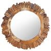 vidaXL Mirror | Natural teak | Solid teak wood and glass | 60 cm diameter