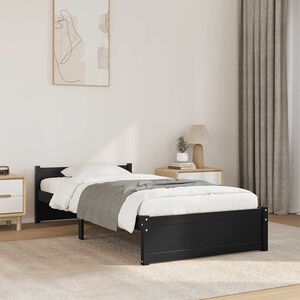 vidaXL Bed Frame without Mattress Black Solid Wood 90x190 cm Single Single