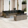 vidaXL 13 Piece Garden Sofa Set with Cushions Grey Poly Rattan