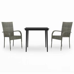 vidaXL 3 Piece Garden Dining Set Grey and Black