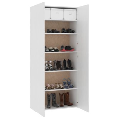 vidaXL Shoe Cabinet White 80x35.5x180 cm Engineered Wood