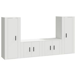 vidaXL 4 Piece TV Cabinet Set White Engineered Wood
