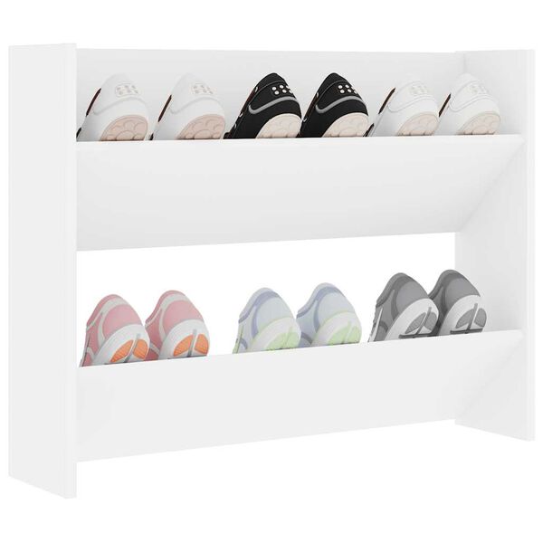 vidaXL Wall Shoe Cabinet White 80x18x60 cm Engineered Wood