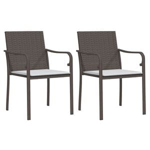 vidaXL Garden Chairs with Cushions 2 pcs Brown 56x59x84 cm Poly Rattan