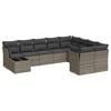 vidaXL 10 Piece Garden Sofa Set with Cushions Grey Poly Rattan