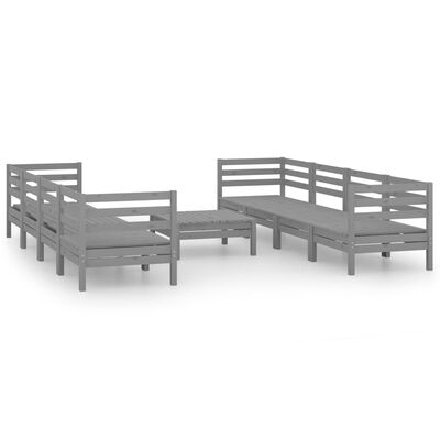 vidaXL 9 Piece Garden Lounge Set Grey Solid Pinewood