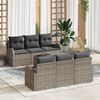 vidaXL Garden Sofa Set with Storage with Pillow 7 pcs Grey Poly Rattan