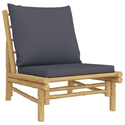vidaXL Garden Chairs 2 pcs with Dark Grey Cushions Bamboo