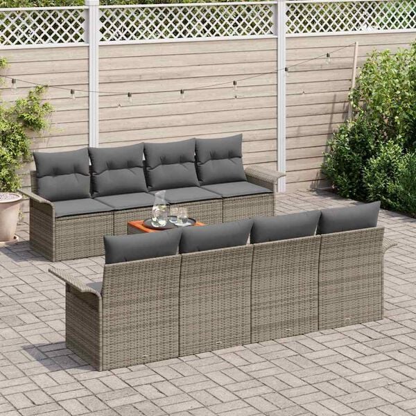 vidaXL Garden Sofa Set with Cushion with Storage Manual 7 pcs Grey